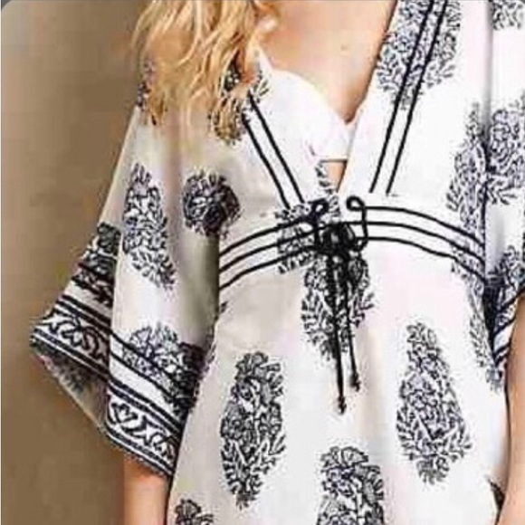 NWT Anthropologie Kaftan Kimono Embroidered Boho Top - Picture 2 of 8